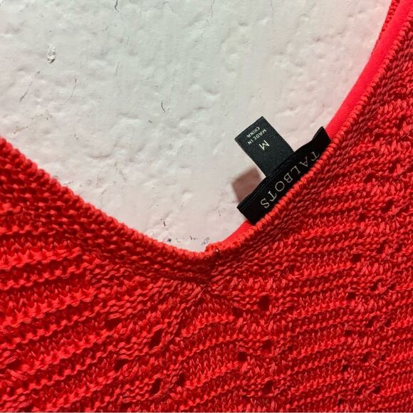 TALBOTS  DOUBLE-V CROCHET PEPLUM SWEATER red Short Sleeve Size M - Picture 5 of 10